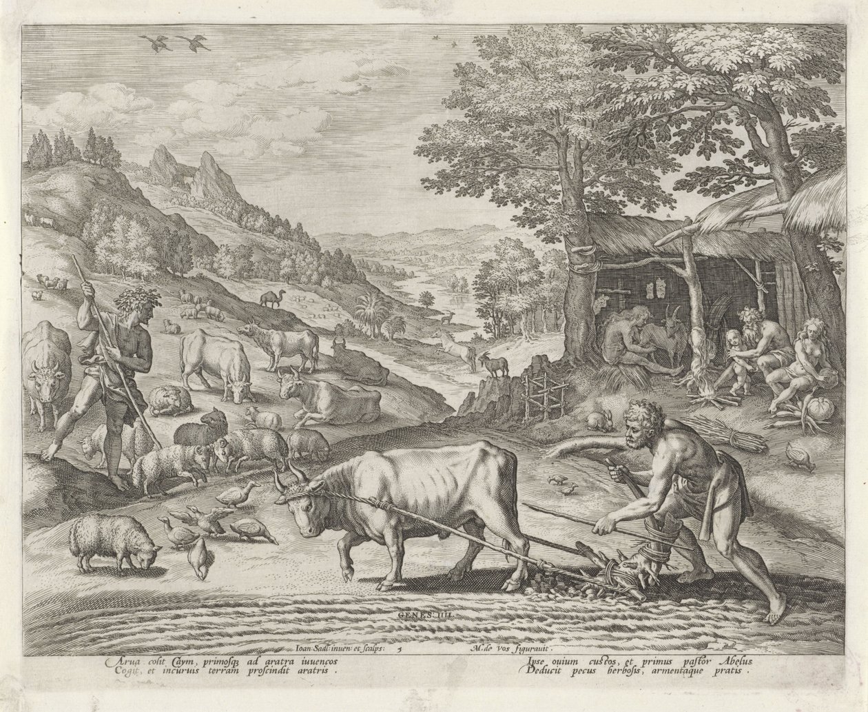 Caino e Abele come agricoltore e pastore da Johann Sadeler (I)