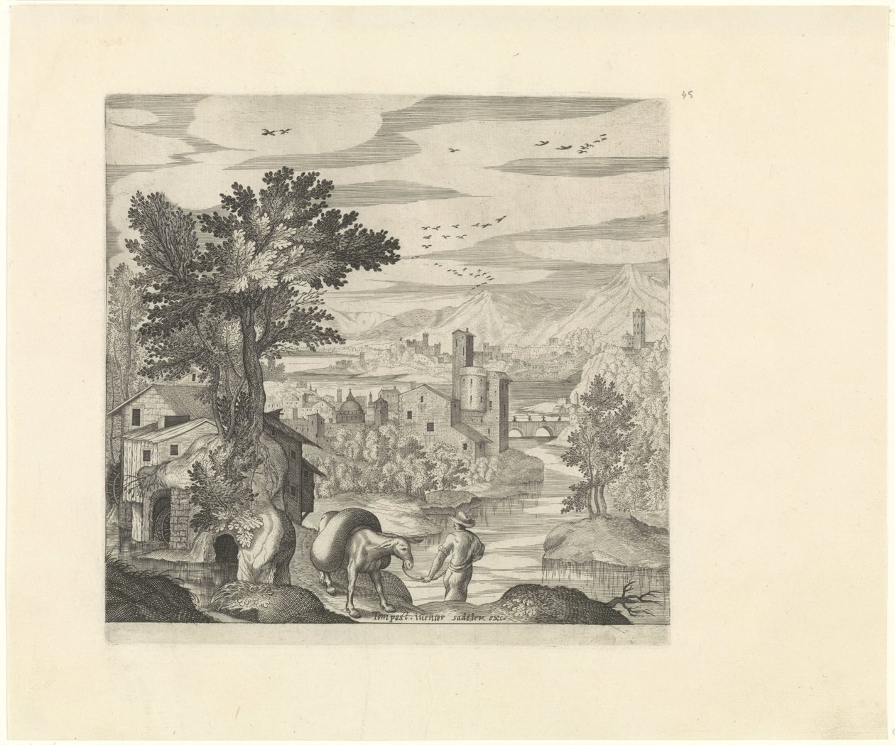 Paesaggio con contadino e il suo asino da Johann Sadeler (I)
