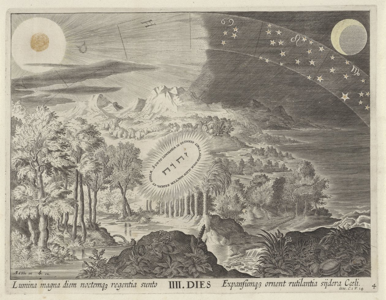 Creazione del sole, della luna e delle stelle da Johann Sadeler (I)