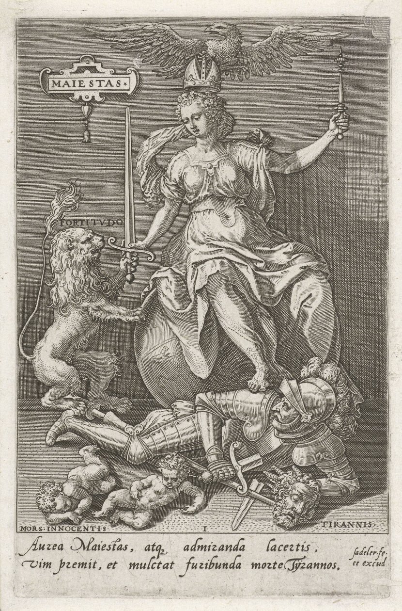 Maestà (Majestas) vince la Tirannia (Tirannis) da Johann Sadeler (I)