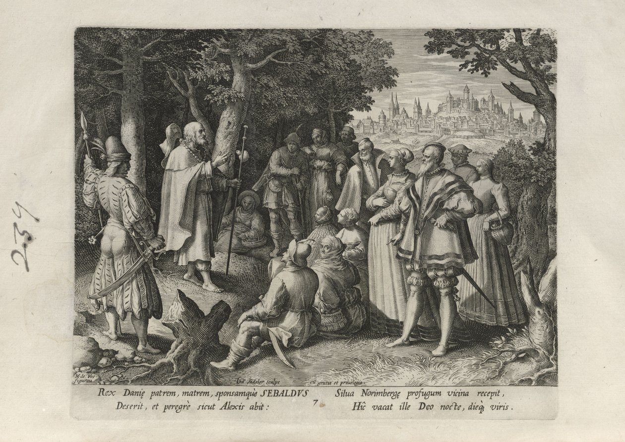 Sebaldus, tav. 7 di 25 della serie *Trophaeum Vitae Solitariae* (Eremiti maschi) da Johann Sadeler I