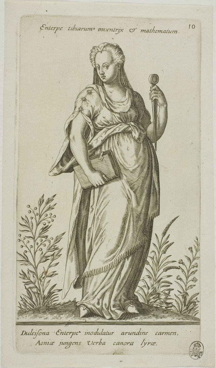 Euterpe, Musa della Musica, tavola 10 da Parnassus Biceps da Johann Theodor de Bry