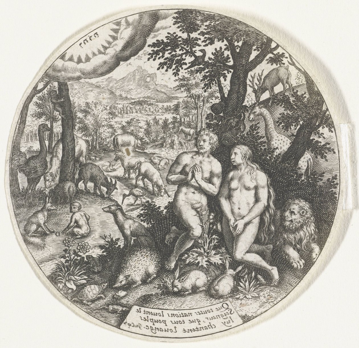 Dio parla con Adamo ed Eva nel Paradiso da Johann Theodor de Bry