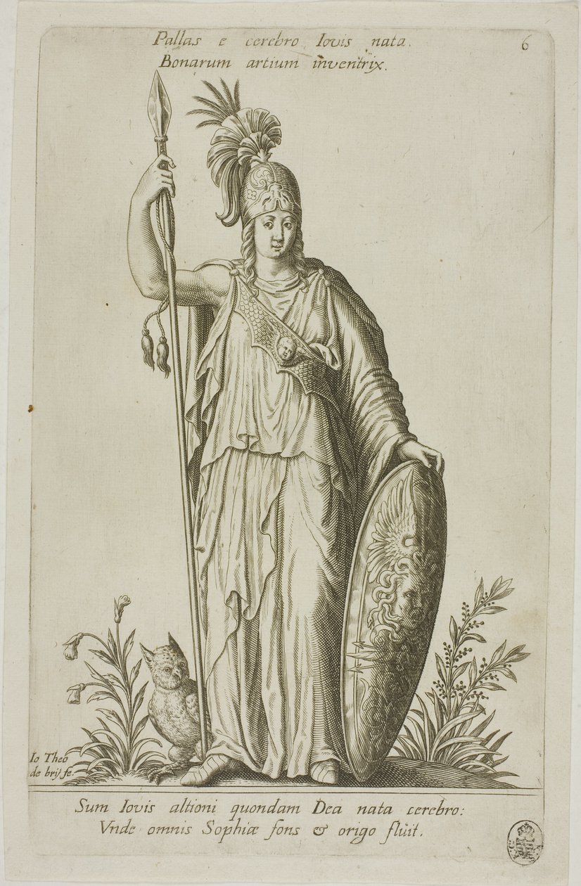 Pallade Atena, lastra 6 del Parnaso Bicipite da Johann Theodor de Bry