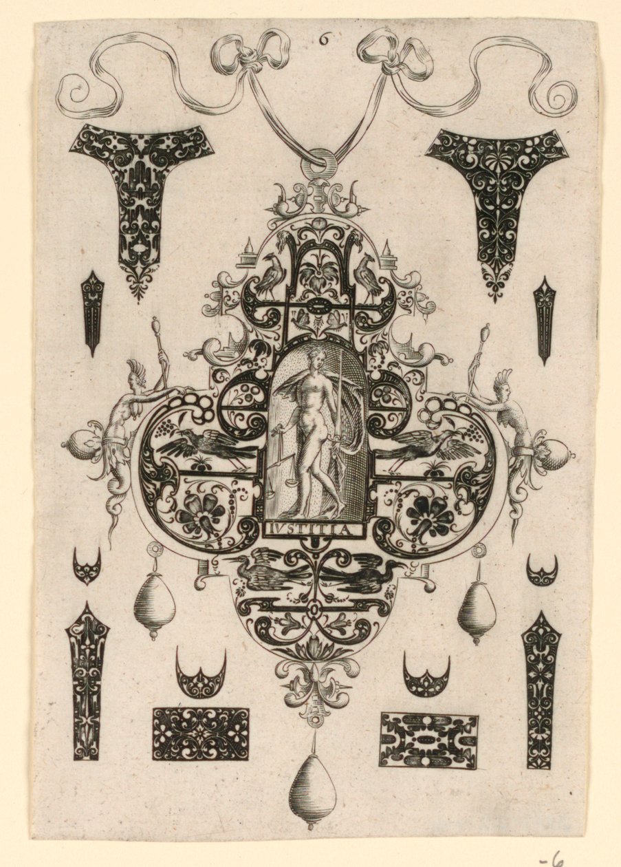 Tavola 6, da una serie di otto disegni pendenti con le virtù cardinali da Johann Theodor de Bry