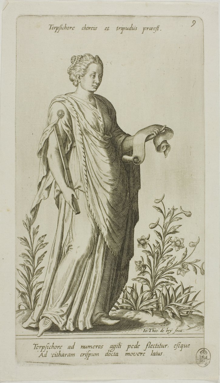 Tersicore, Musa della Danza, tavola 9 da Parnassus Biceps da Johann Theodor de Bry