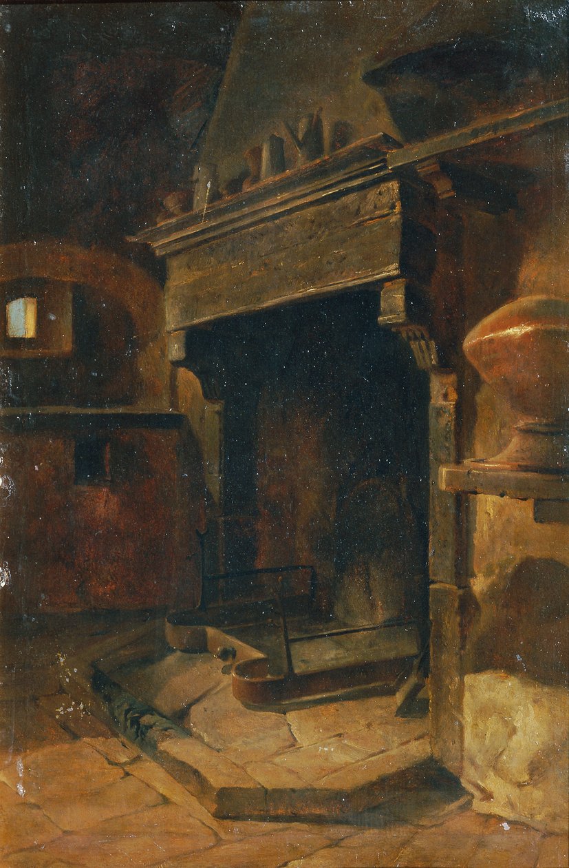 Interno con camino da Johann  Till der Jüngere