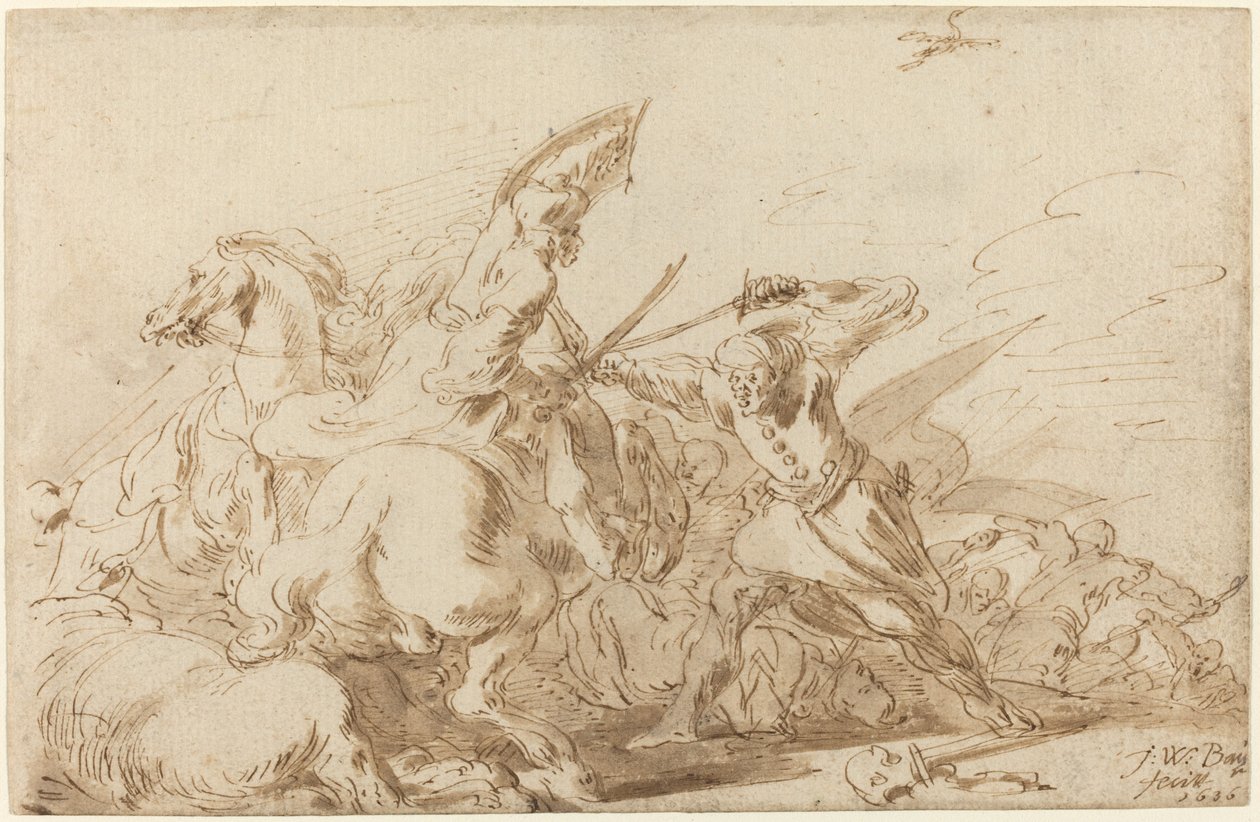 Una battaglia tra cavalleria orientale e soldati, 1636 da Johann Wilhelm Baur