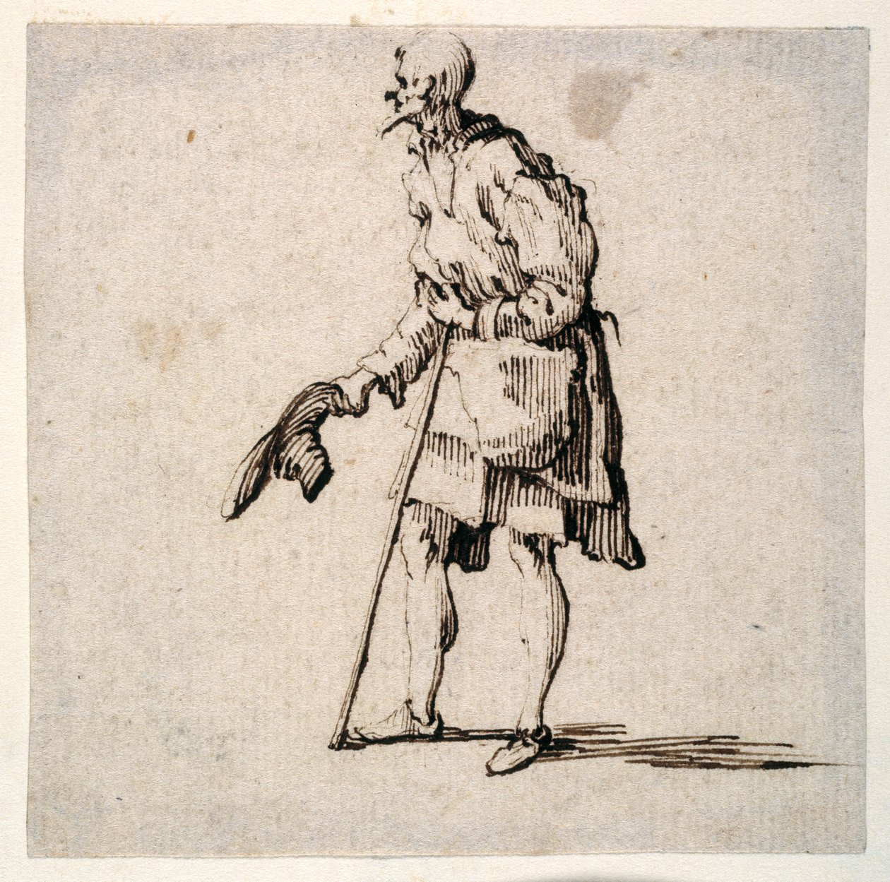 Contadino in piedi che si toglie il cappello da Johann Wilhelm Baur