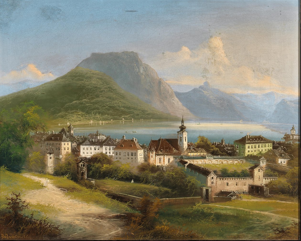 Johann Wilhelm Jankowski Veduta di Gmunden da Johann Wilhelm Jankowski