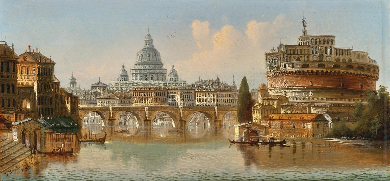 Johann Wilhelm Jankowski Roma Engelsburg e San Pietro da Johann Wilhelm Jankowski