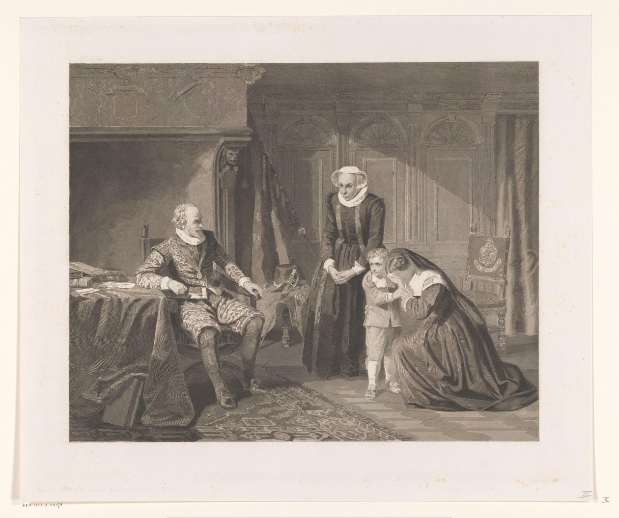 La madre, moglie e figlio di Reinier van Oldenbarnevelt implorano Maurizio per la grazia, 1623 da Johann Wilhelm Kaiser (I)