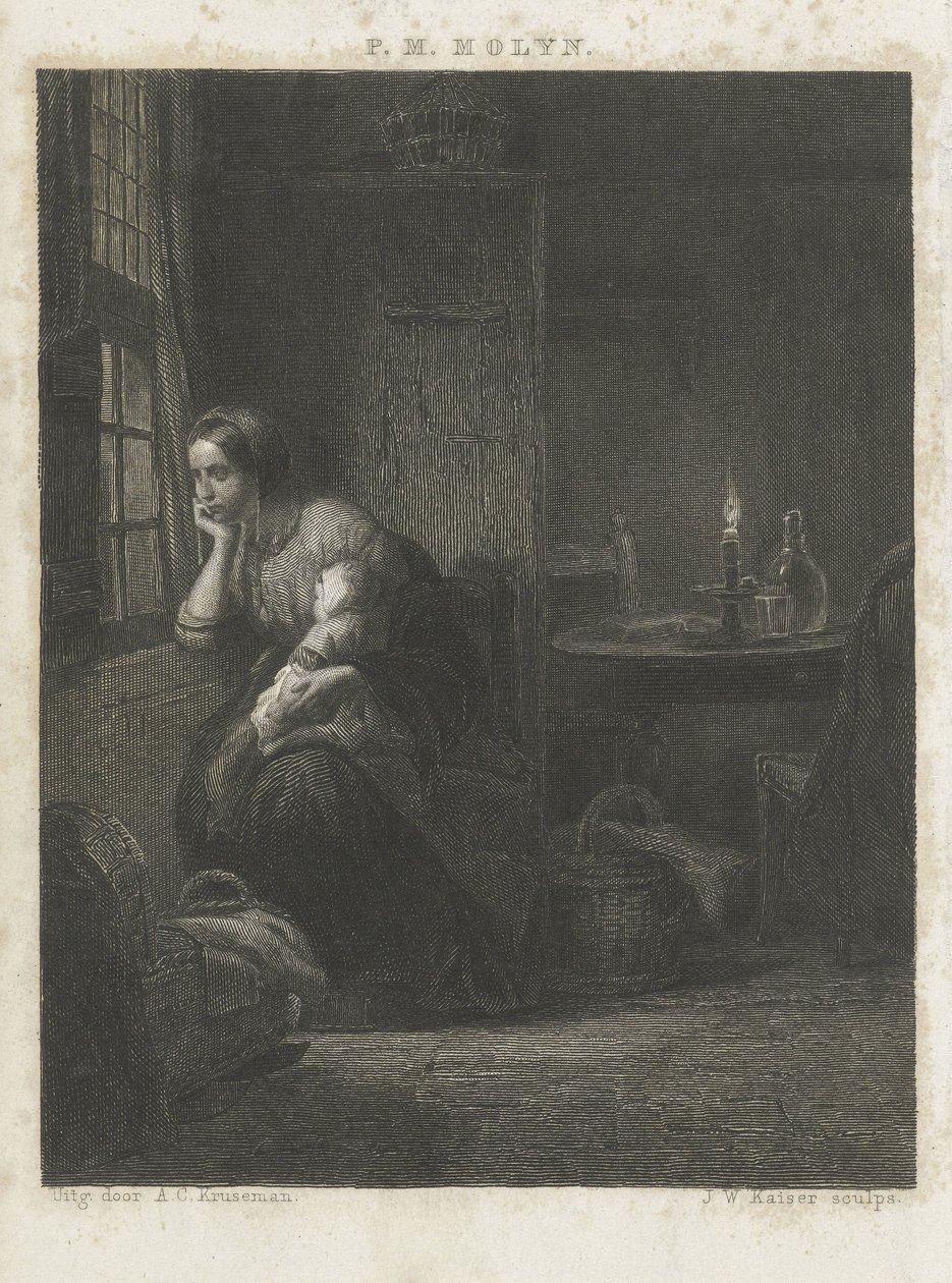 Donna con bambino alla finestra da Johann Wilhelm Kaiser (I)