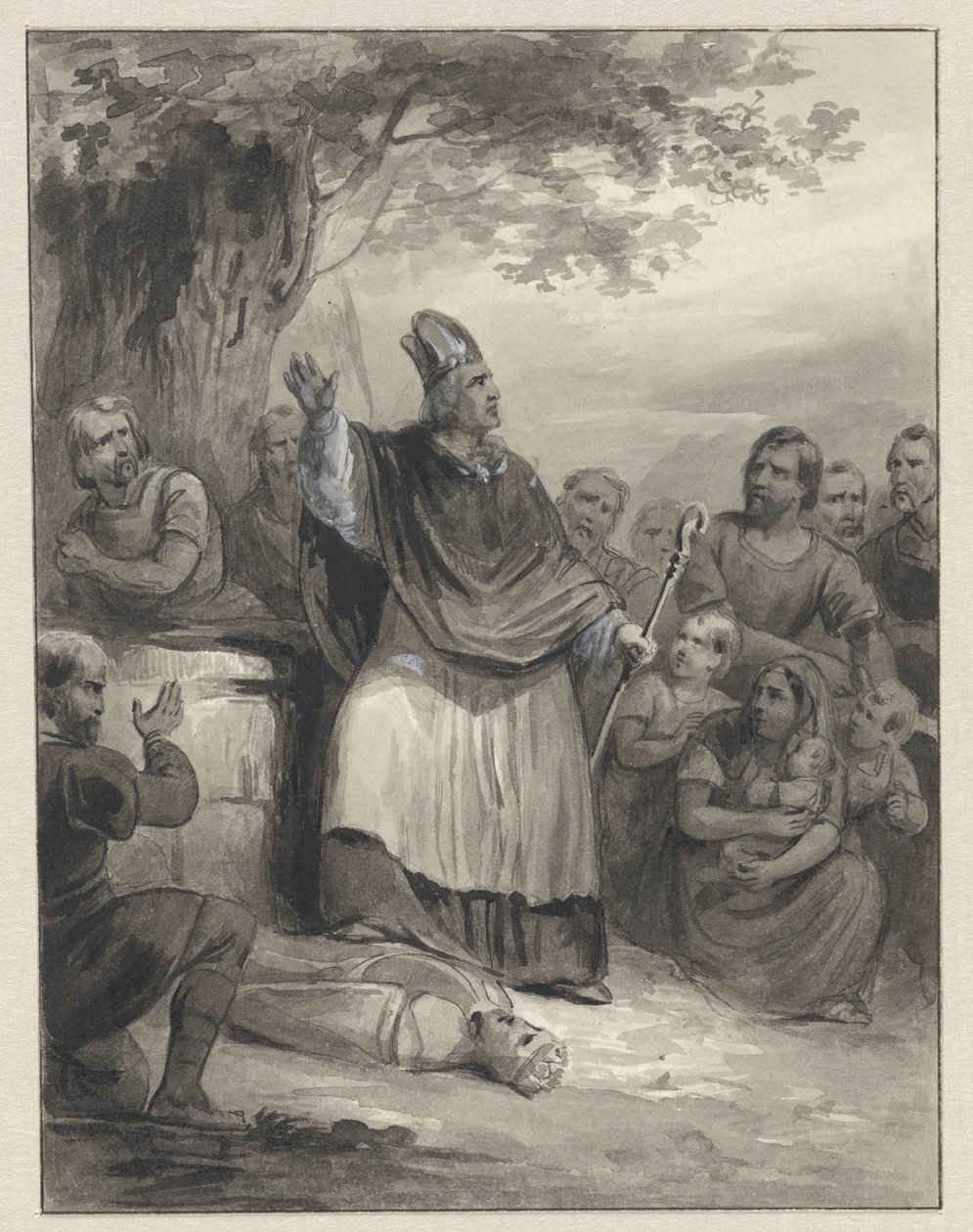 Willibrord predica la fede a Walcheren, 695 da Johann Wilhelm Kaiser (I)