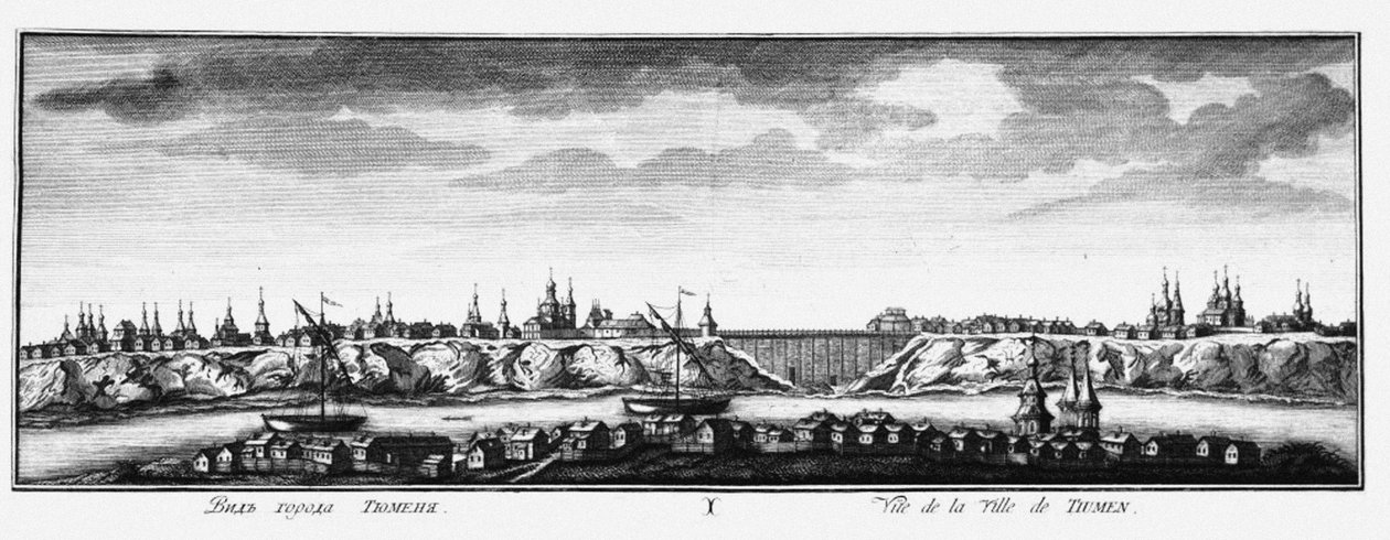 Vista di Tyumen, ca 1735 da Johann Wilhelm Lürsenius