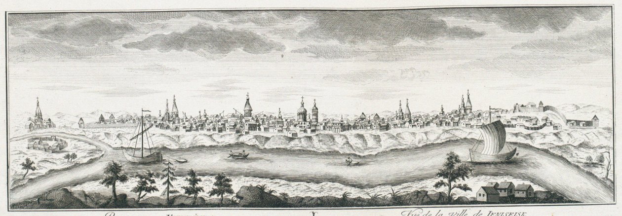 Veduta di Yeniseysk, ca 1735 da Johann Wilhelm Lürsenius