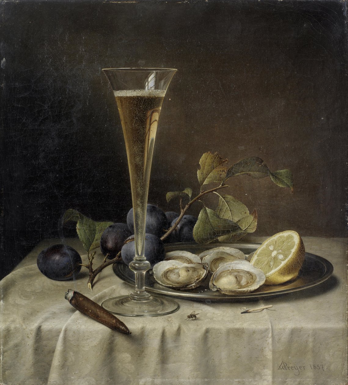 Natura morta con champagne e ostriche, 1857 da Johann Wilhelm Preyer