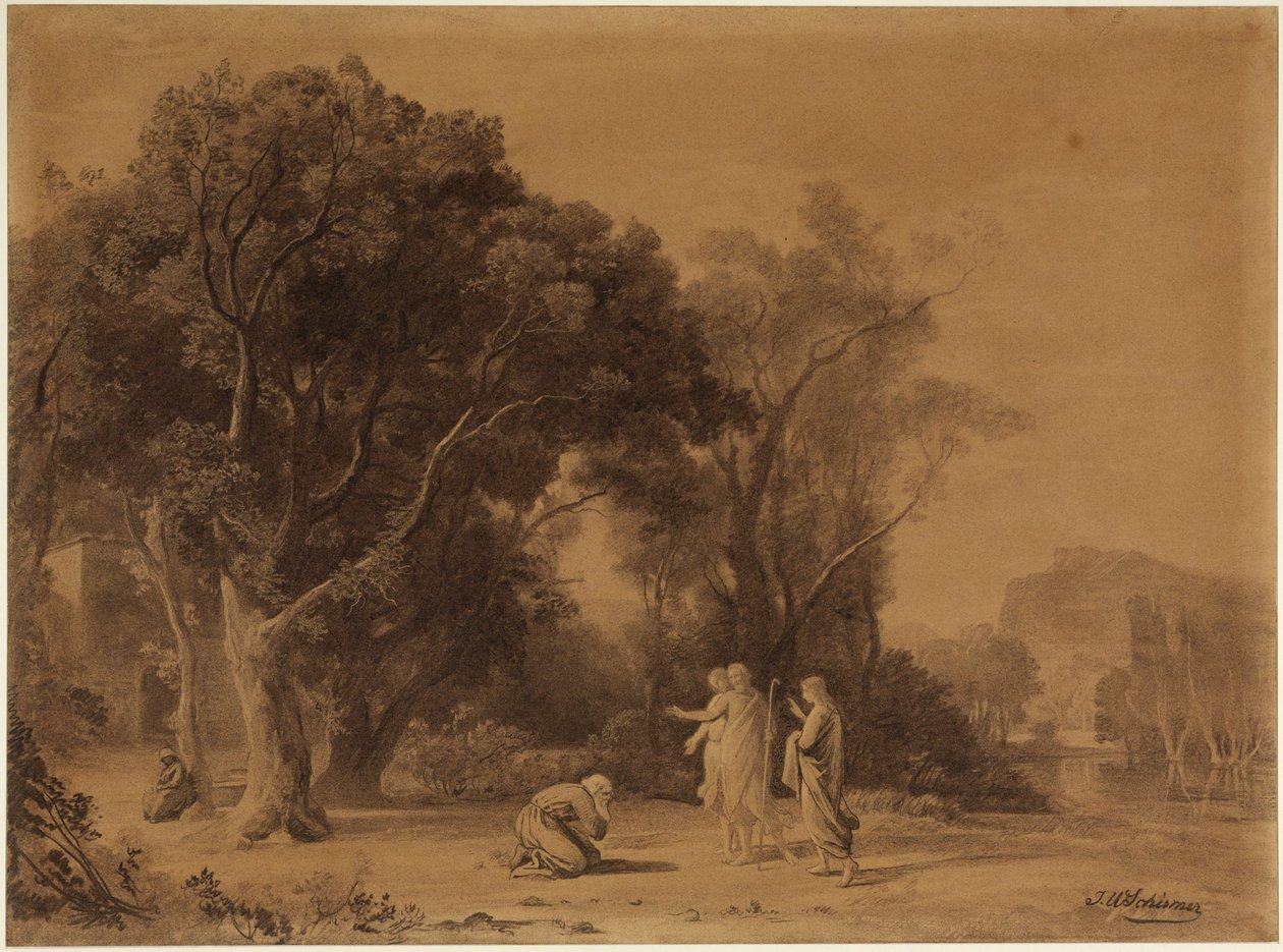 Abramo riceve la promessa di Isacco nel boschetto di Mamre (Genesi 15, 1ff) da Johann Wilhelm Schirmer