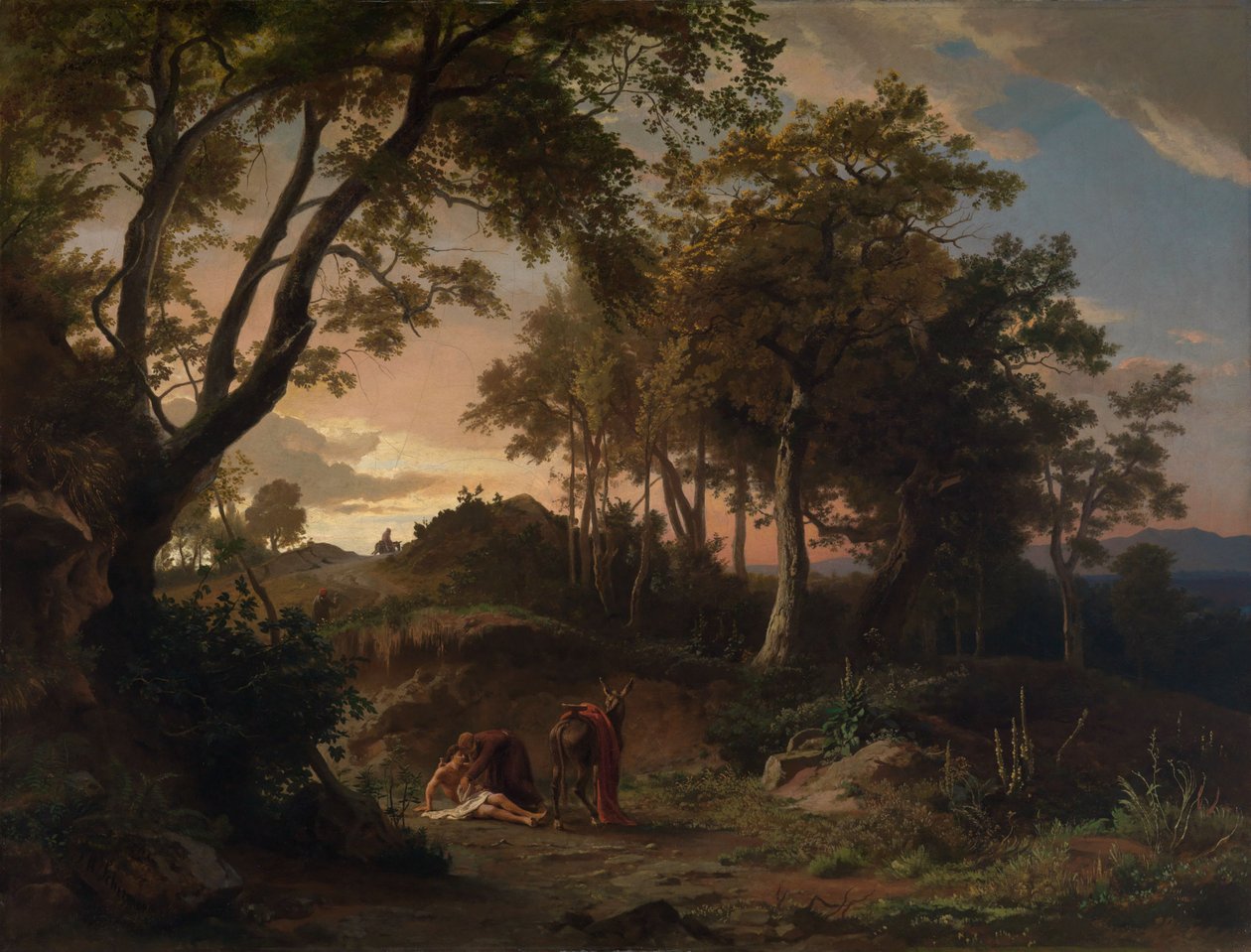 La sera, il salvataggio del viandante ferito da parte del buon Samaritano da Johann Wilhelm Schirmer