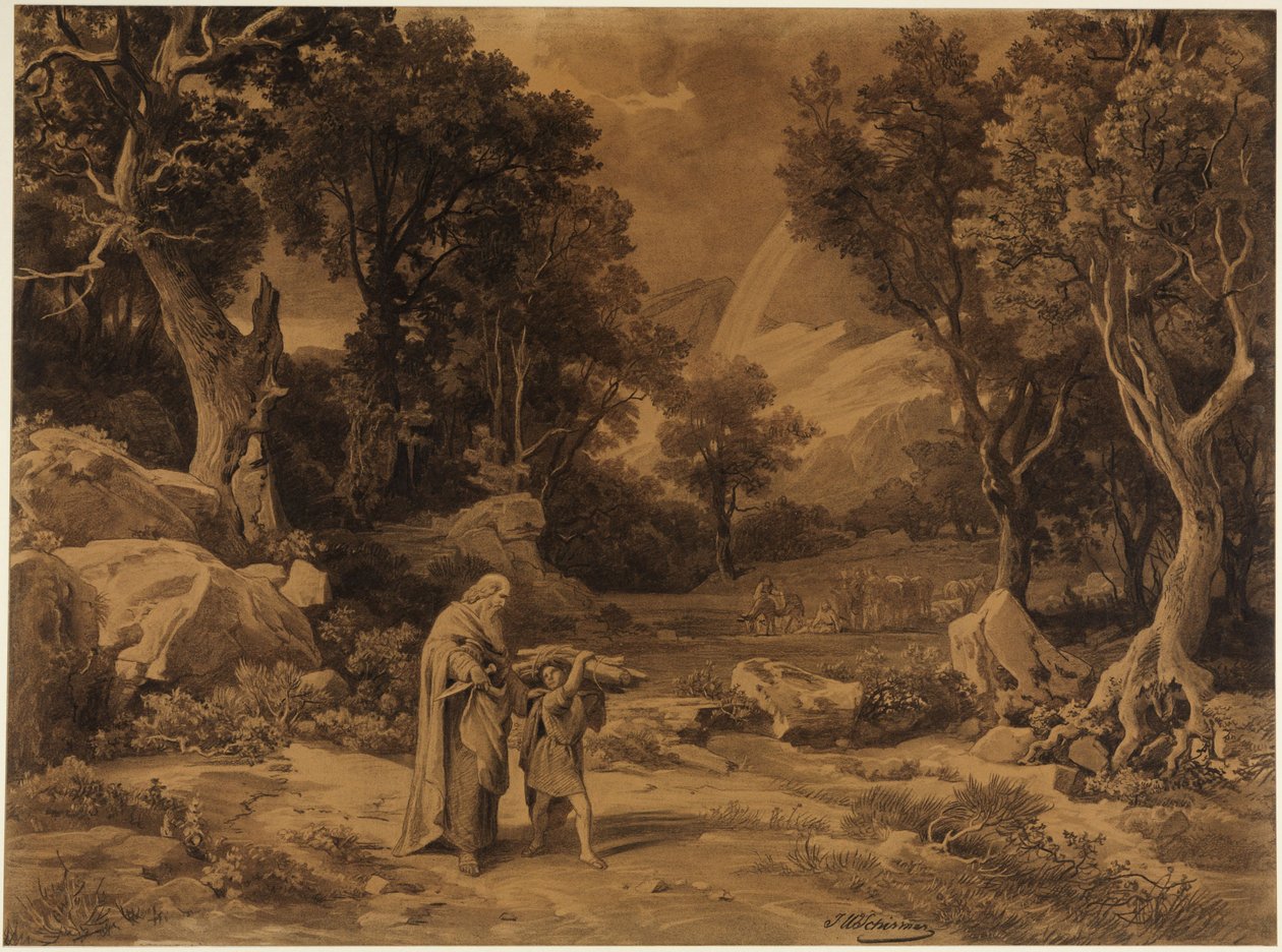 Il cammino verso il sacrificio (Genesi 22, 6) da Johann Wilhelm Schirmer