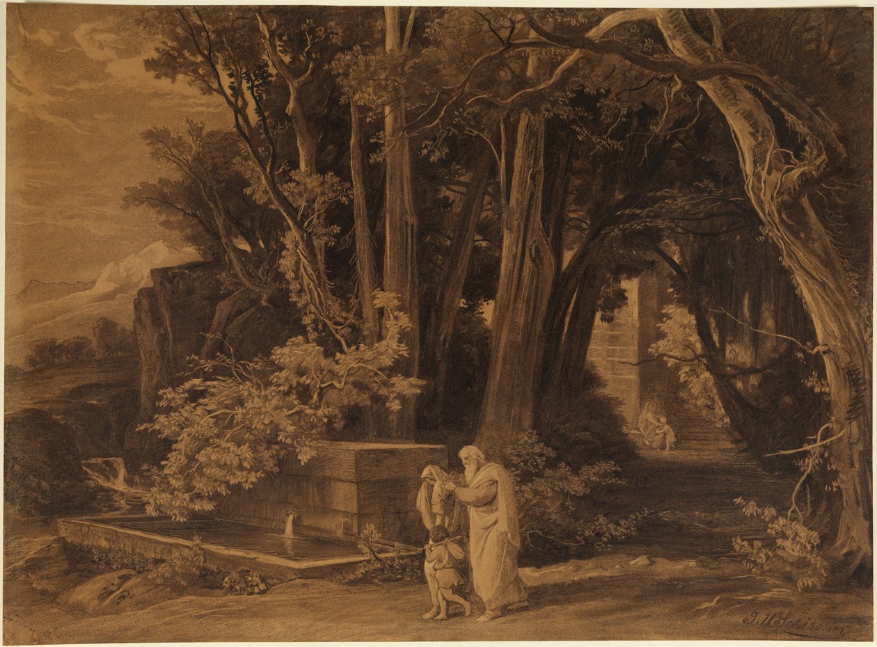 La cacciata di Agar con Ismaele (Genesi 21, 14) da Johann Wilhelm Schirmer