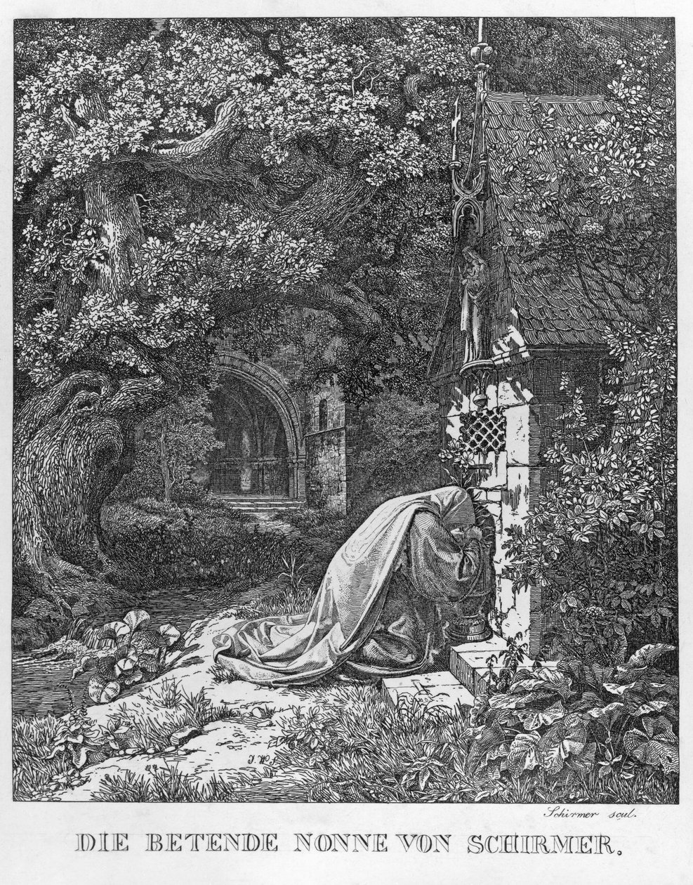 La suora in preghiera da Johann Wilhelm Schirmer