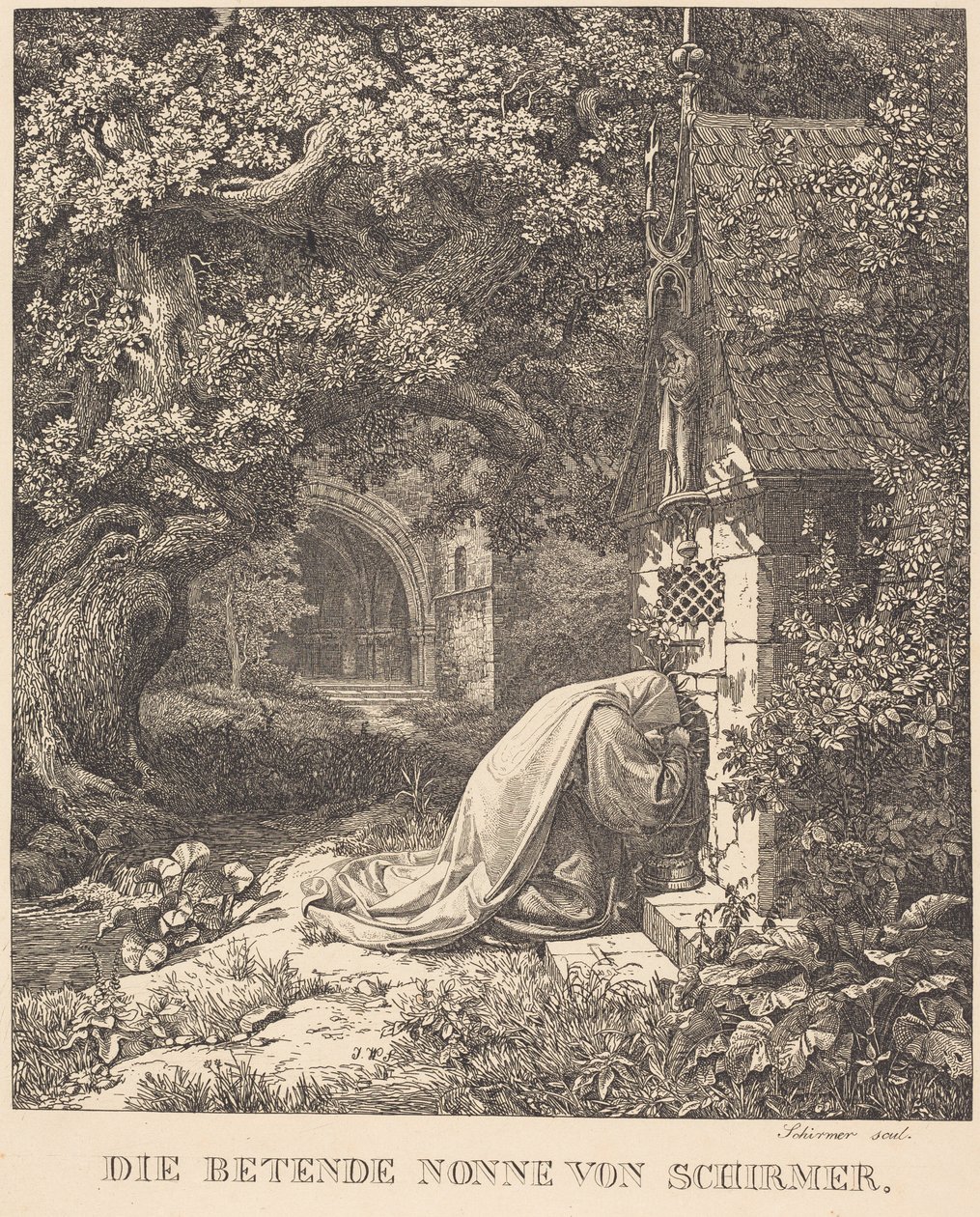 La monaca in preghiera da Johann Wilhelm Schirmer