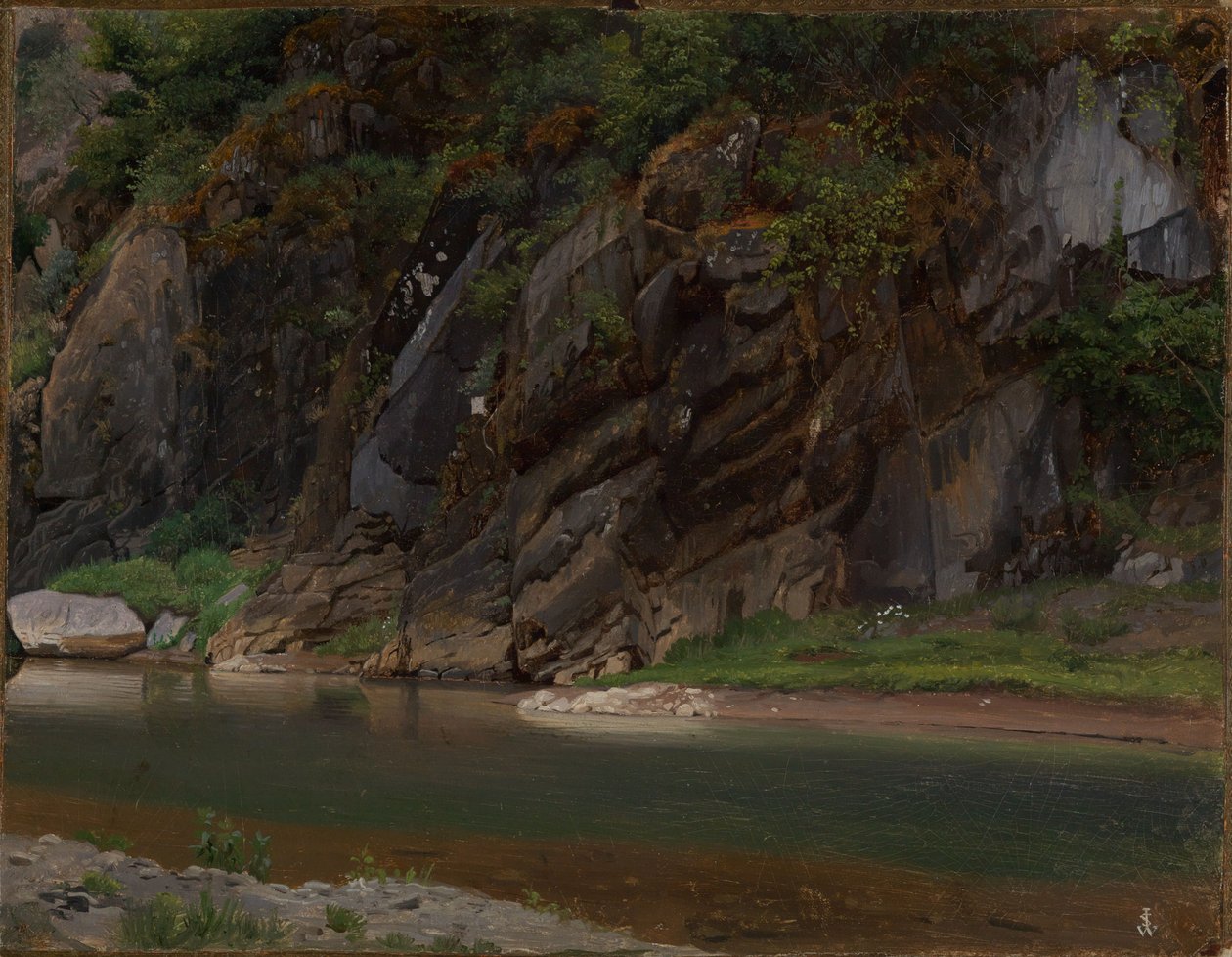 Fiume con rive rocciose da Johann Wilhelm Schirmer