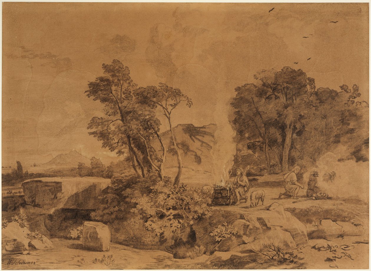 I sacrifici di Caino e Abele (Genesi 4, 4-5) da Johann Wilhelm Schirmer