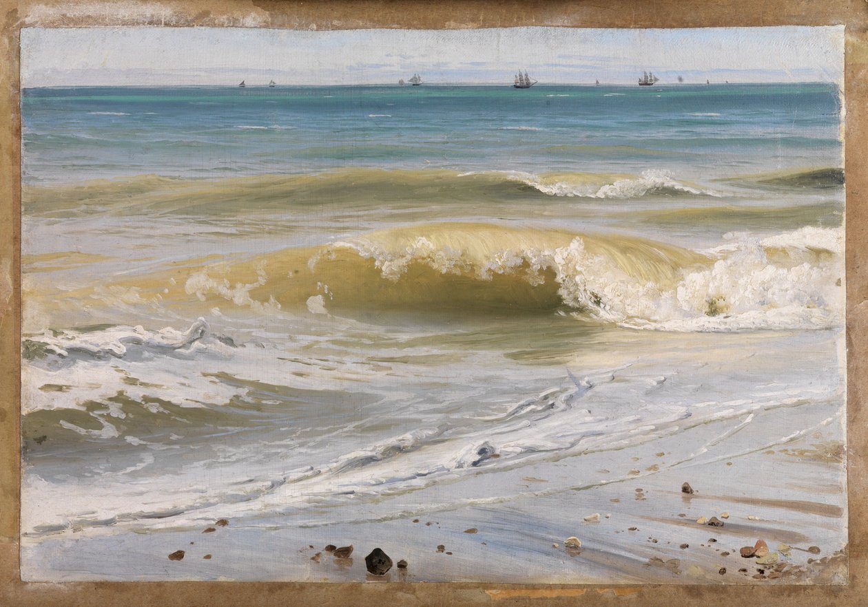 Le onde del mare con navi in lontananza da Johann Wilhelm Schirmer