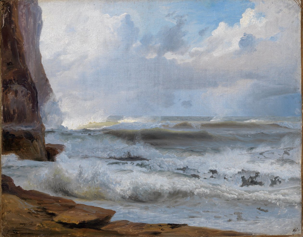 Studio marino nei pressi di Etretat (con la costa rocciosa sulla sinistra) da Johann Wilhelm Schirmer