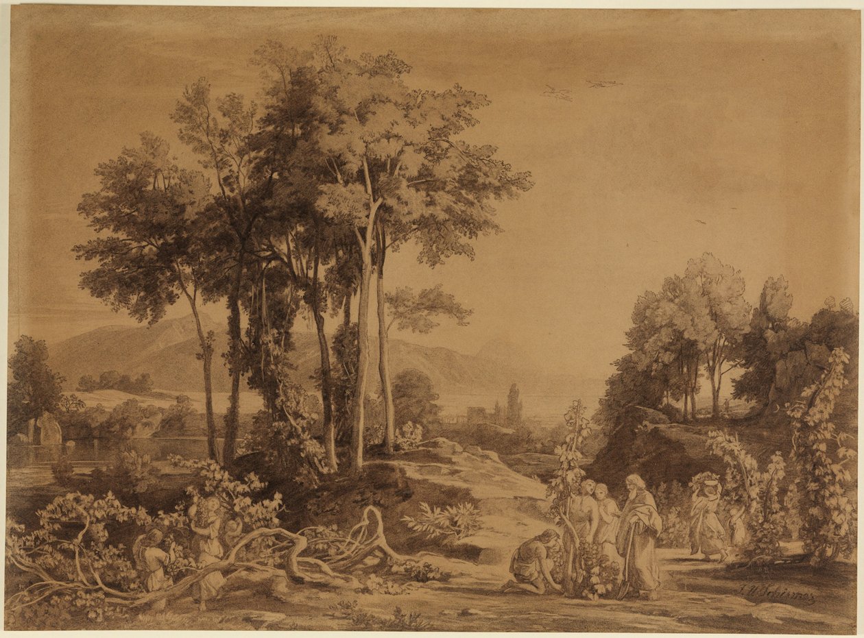 Noè pianta vigneti (Genesi 9, 20) da Johann Wilhelm Schirmer