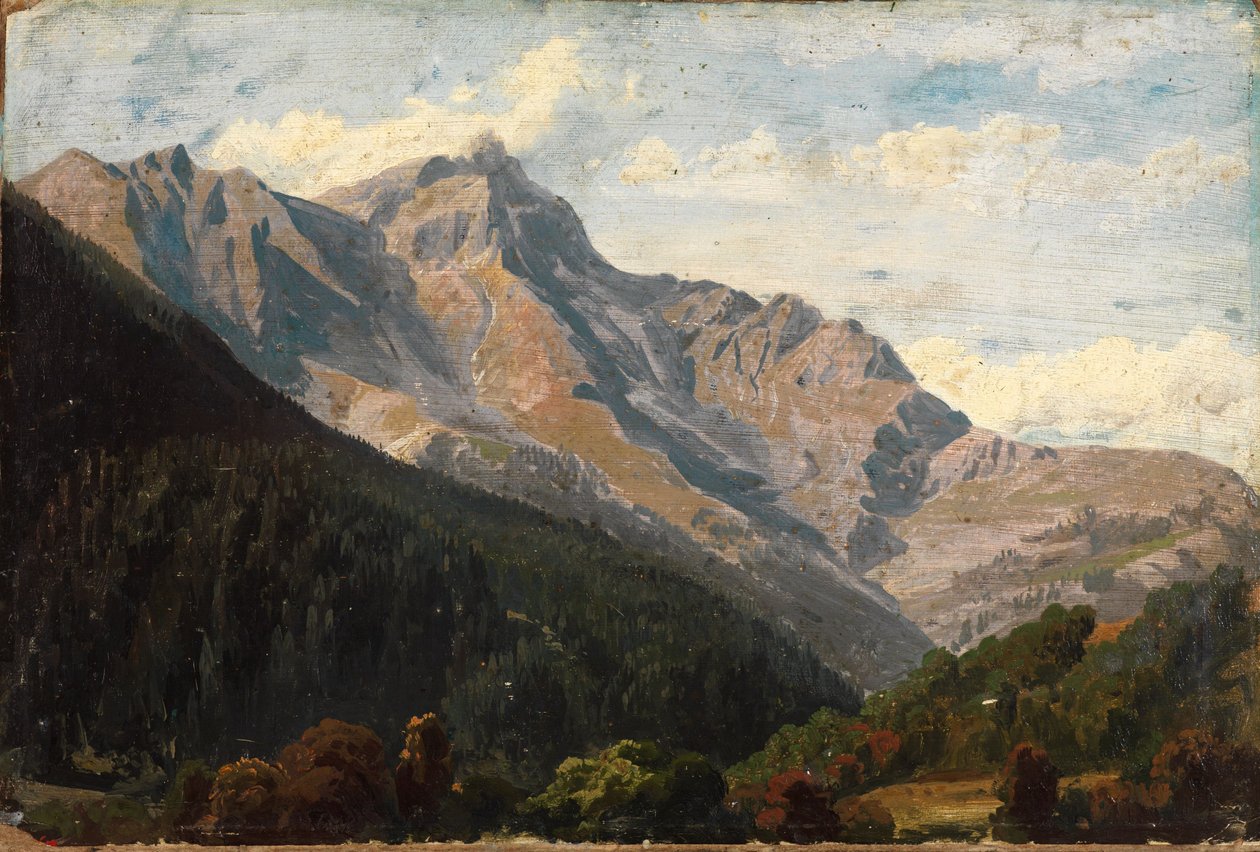 Paesaggio montano svizzero con il Piz Beverin sullo sfondo da Johann Wilhelm Schirmer