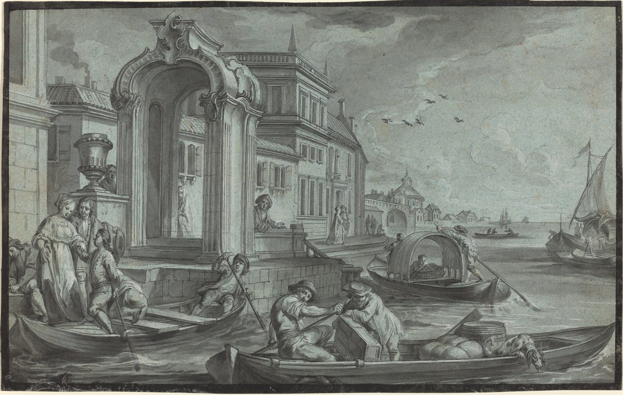 Fantasia veneziana con un arco ornamentale da Johann Wolfgang Baumgartner