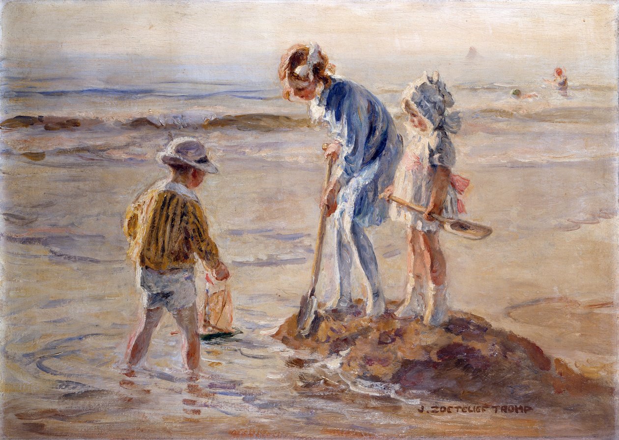 Giocando sulla spiaggia di Katwijk da Johann Zoetelief Tromp