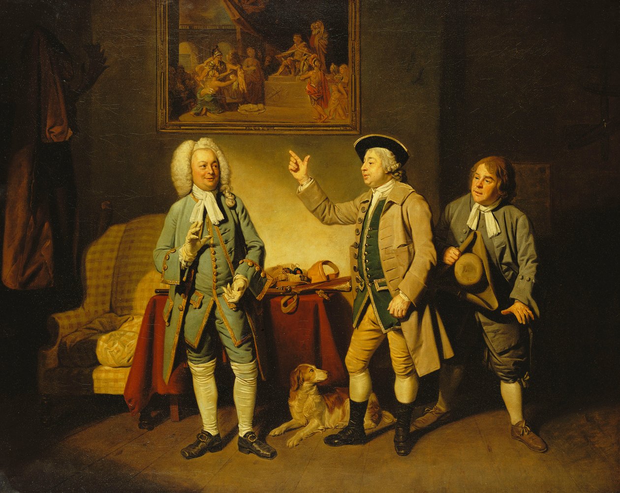 Una Scena da "Love in a Village" di Isaac Bickerstaffe, Atto 1, Scena 2, con Edward Shuter come Giudice Woodcock, John Beard come Hawthorn, e John Dunstall come Hodge da Johan Joseph Zoffany
