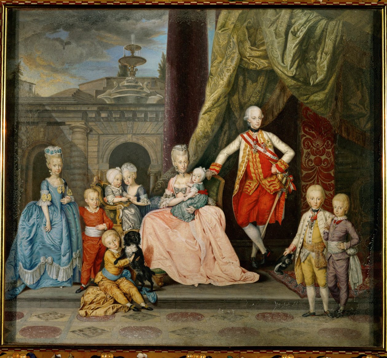 Piero Leopoldo, Granduca di Toscana, poi imperatore Leopoldo II, sua moglie Maria Ludovica di Spagna e otto dei loro sedici figli ... da Johann Zoffany