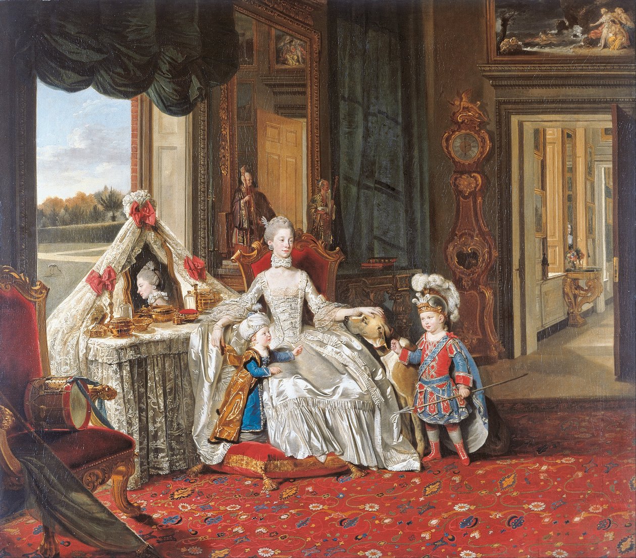 La regina Carlotta (1744-1818) con i due figli maggiori da Johann Zoffany