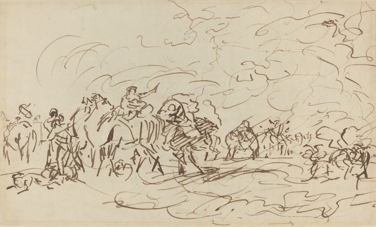 Tempesta di sabbia nel deserto che travolge una carovana da Johann Zoffany