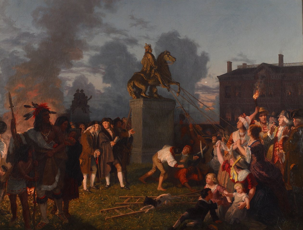 Abbattimento della Statua di Re Giorgio III, c.1859 da Johannes Adam Simon Oertel
