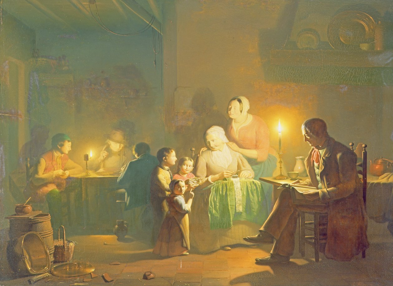 Interno illuminato da candele da Johannes Rosiere