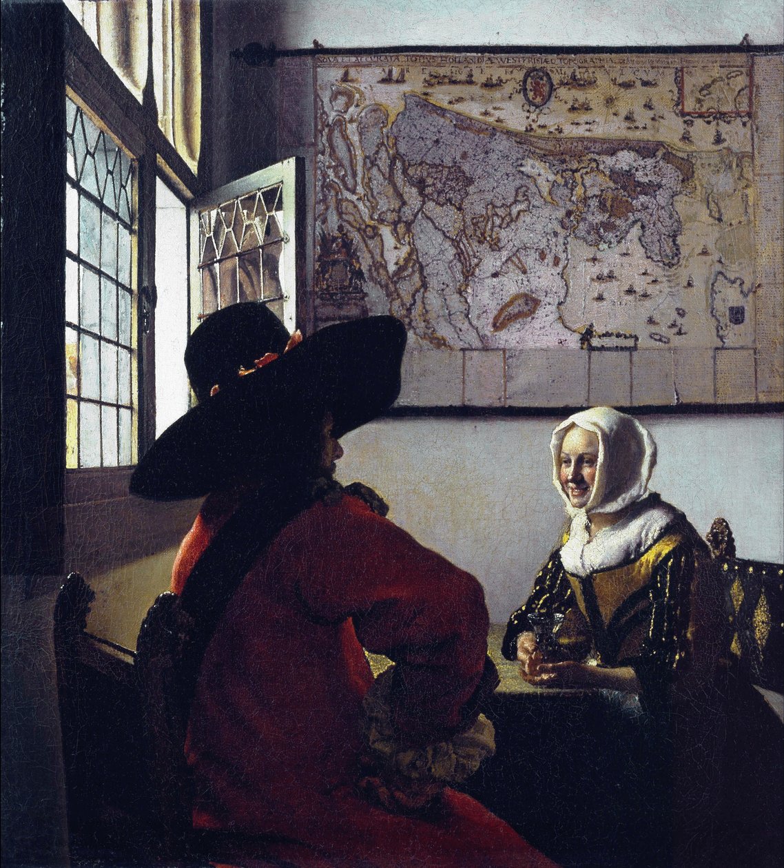 Ufficiale e una ragazza che ride da Jan Vermeer van Delft