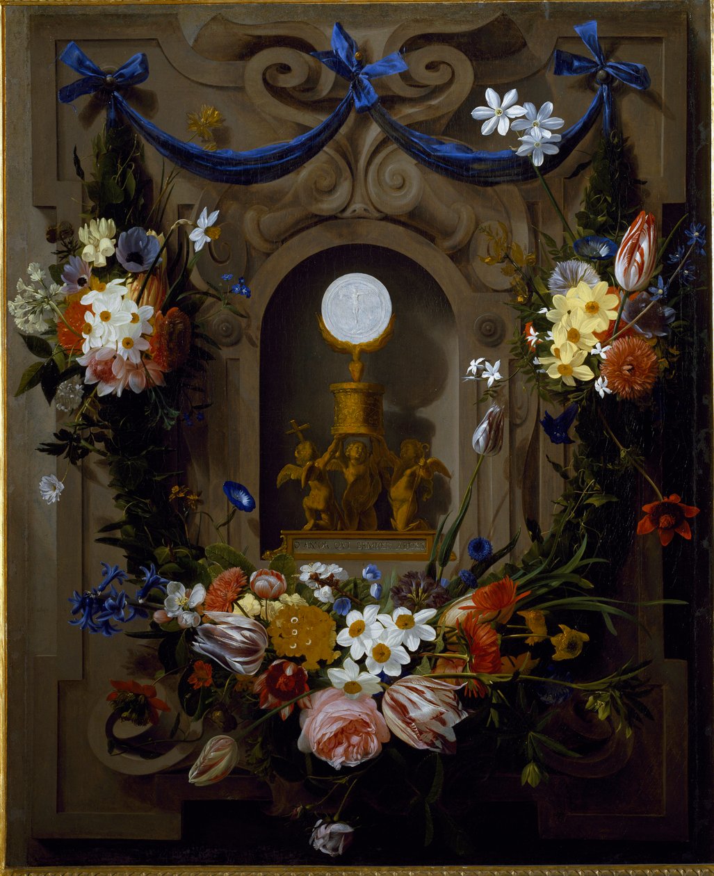 Eucaristia in una ghirlanda di fiori da Johannes Antonius van der Baren