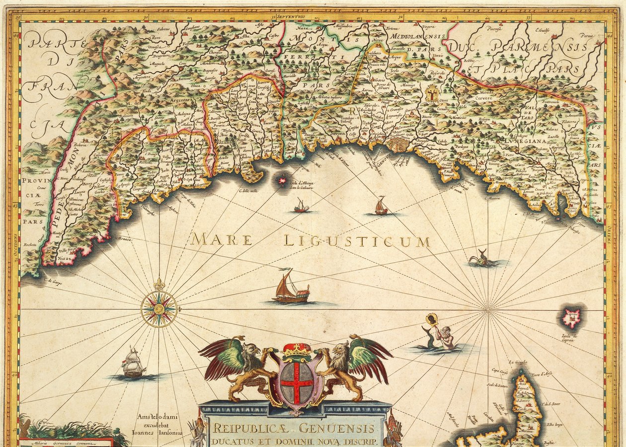 Repubblica di Genova, mappa di Jan Baptist Vrients, incisione su rame da Johannes Baptista Vrints