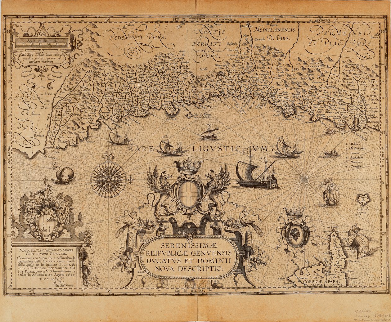 La Repubblica di Genova, Mappa di Jan Baptist Vrients da Theatrum Orbis Terrarum di Abraham Ortelius da Johannes Baptista Vrints