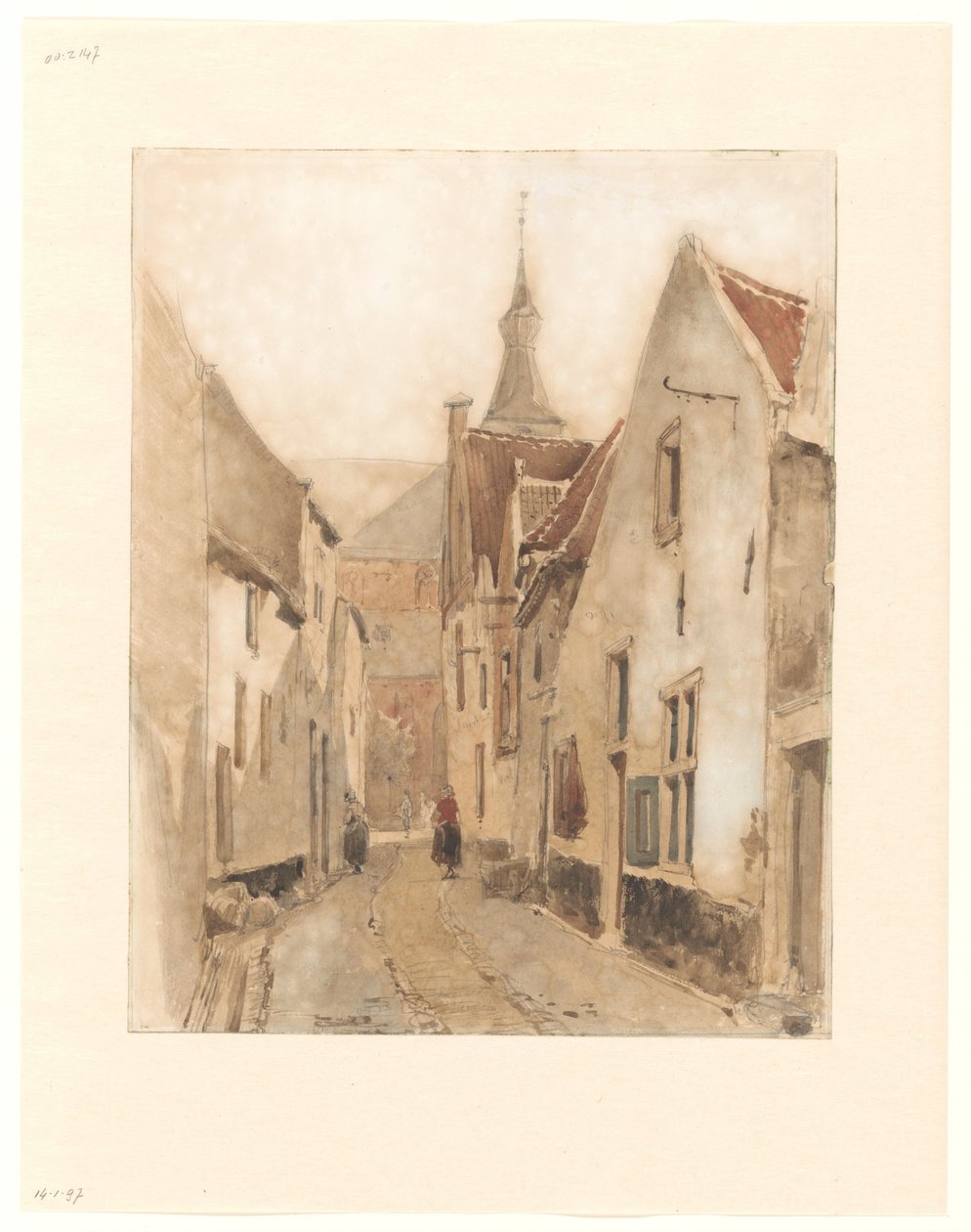 Vista dalla Ridderstraat nella Kerksteeg, Hattem da Johannes Bosboom