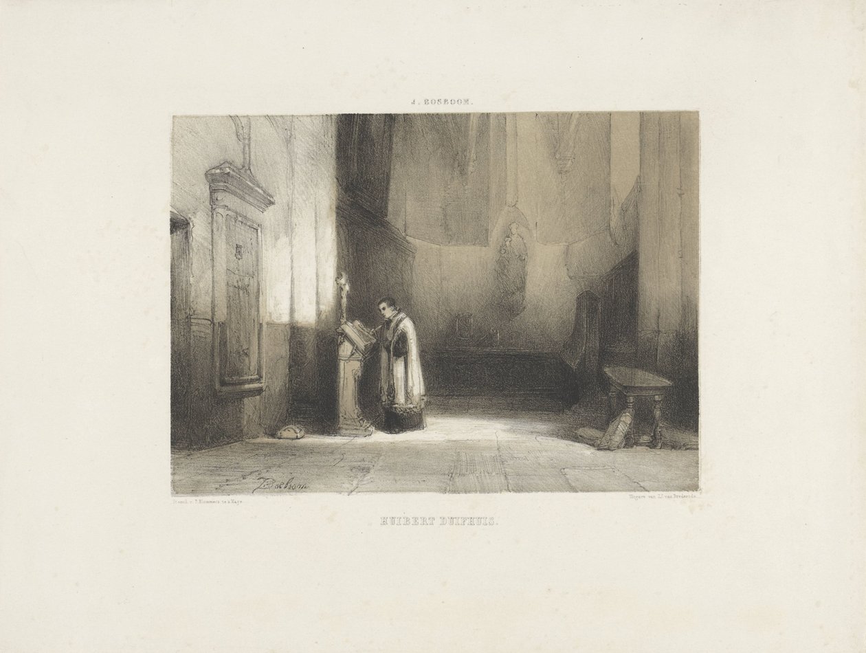 Hubert Duifhuis che legge in una chiesa da Johannes Bosboom
