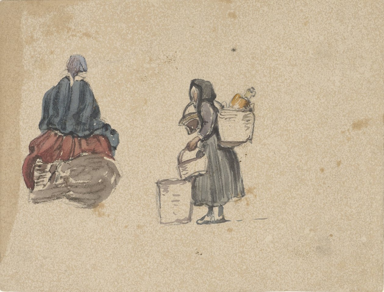 Due studi di donne pescatrici da Johannes Bosboom