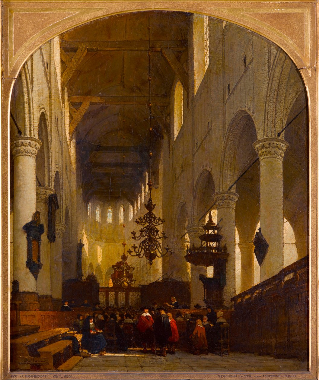 Veduta della chiesa di San Pietro a Leida da Johannes Bosboom