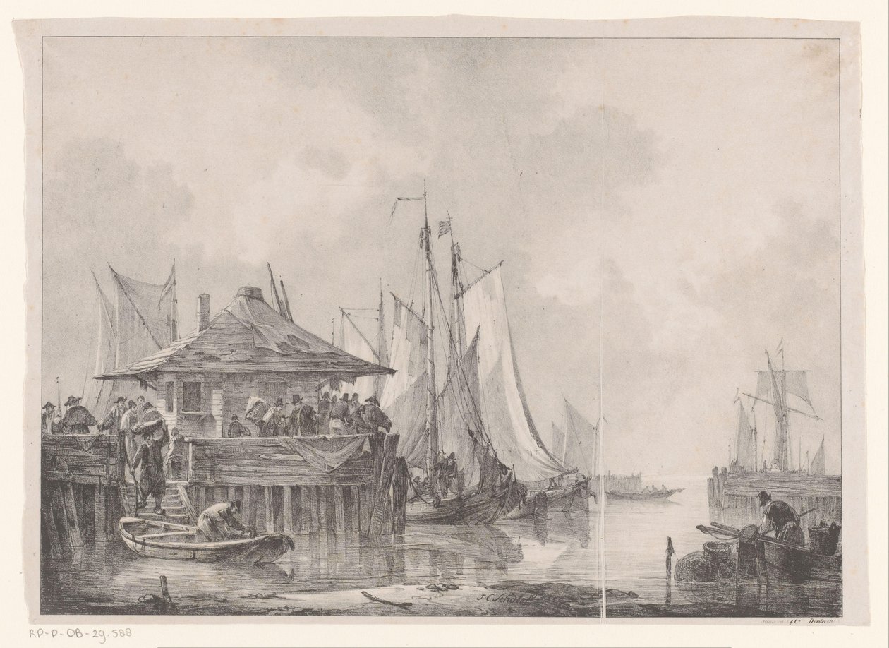 Folla in un porto da Johannes Christiaan Schotel